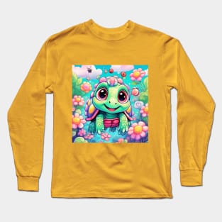 Turtle Princess in Floral. Long Sleeve T-Shirt